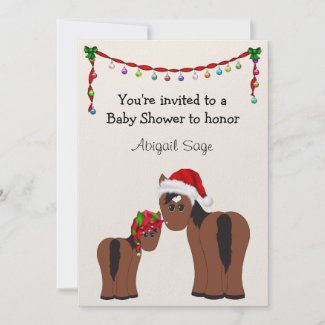 Horse Christmas Holiday Baby Shower Invitation