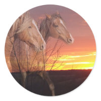 Horse Couple in Sunrise sticker