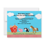 Horse, Cow &amp; Pig Barnyard Birthday Invitations