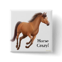 Horse Crazy Pin buttons by twopurringcats Horse Crazy Pin buttons