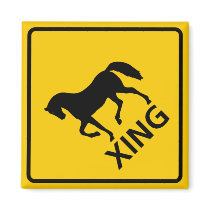 Horse Crossing Highway Sign magnets