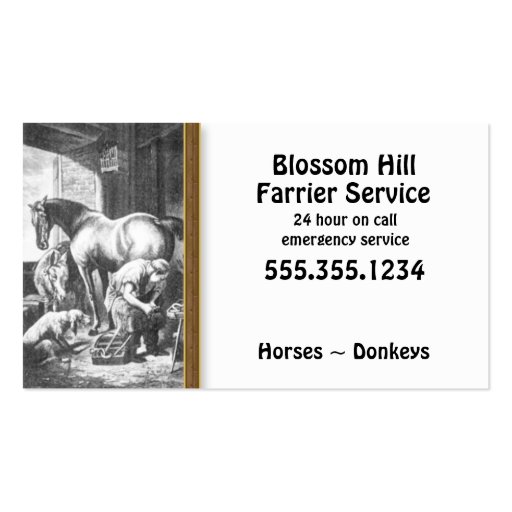 Horse Donkey Farrier Business Card (front side)