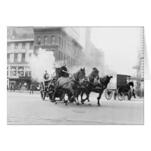 Horse Drawn Fire Engine, early 1900s Cards