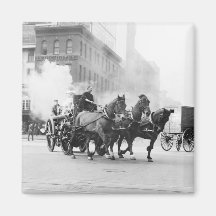 Horse Drawn Fire Engine, early 1900s Fridge Magnet
