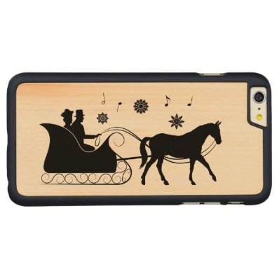 Horse-Drawn Sleigh in the Snow with Music Carved® Maple iPhone 6 Plus Case