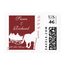 Horse Drawn Sleigh Wedding Postage Stamps