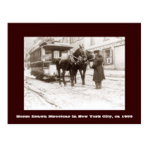 Horse Drawn Streetcar in New York City Postcard postcards