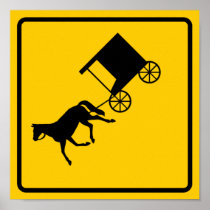 Horse-drawn Vehicle Traffic Highway Sign Posters