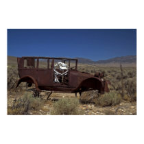 Horse Driving Car Across the Desert posters