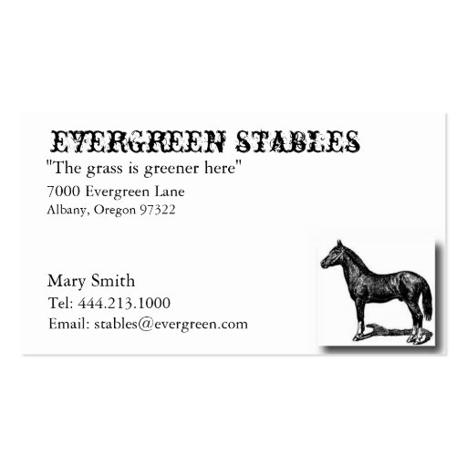 Horse Equine Business Card (front side)