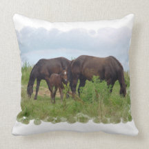 Horse Family Grazing Pillow