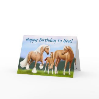 Horse Family Happy Birthday Card card