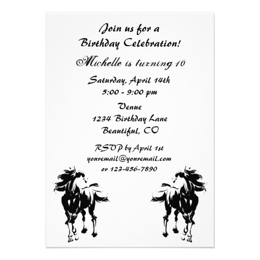 Horse, Flowers and Butterflies Birthday Invitation