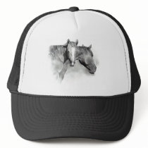 HORSE: FOAL: PENCIL ART: REALISM TRUCKER HAT