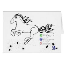 Horse galloping left (bw) [card]
