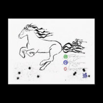Horse galloping left (bw) [postcard] postcards