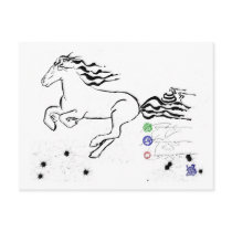Horse galloping left (bw) [postcard]