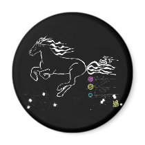 Horse galloping left (wb) [magnet]
