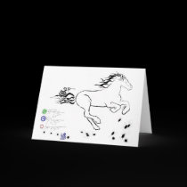 Horse galloping right (bw) [card] cards