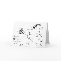 Horse galloping right (bw) [card]