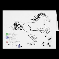 Horse galloping right (bw) [card] cards