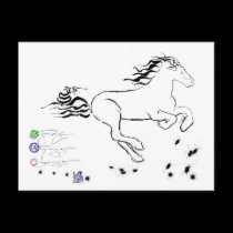 Horse galloping right (bw) [postcard] postcards