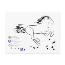 Horse galloping right (bw) [postcard]