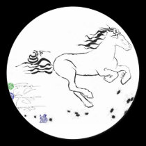 Horse galloping right (bw) [sticker] stickers