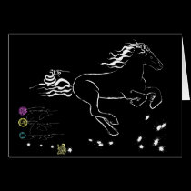 Horse galloping right (wb) [card] cards
