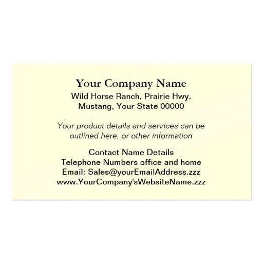 Horse head business card (back side)