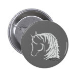 Horse Head in Gray Siloutte buttons