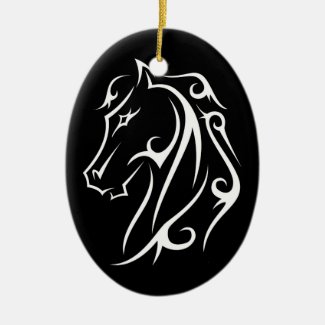 Horse Head Ornament Black
