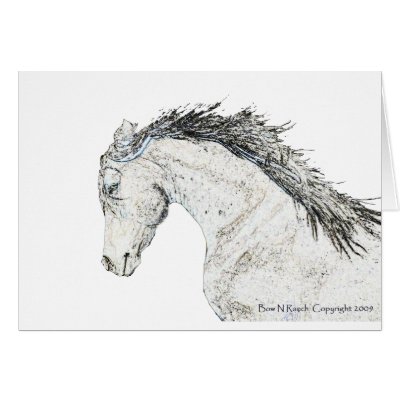 Horse Head Sketched Greeting Card by BowNRanch