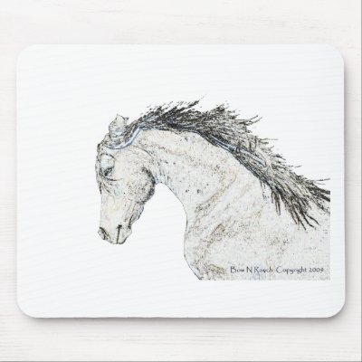 Horse Head Sketched Mouse Mat by BowNRanch