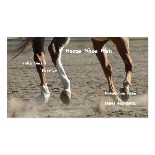 Horse Hooves in Motion Business Card (front side)