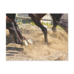 Horse hooves trampling the dirt. postcard