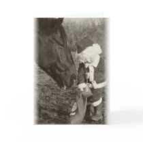 Horse in Anticipation and Child Santa Card