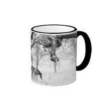 Horse In Foggy Field Of Oaks Coffee Mug