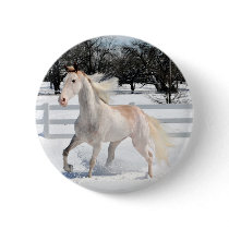 Horse in Snow Pinback Buttons