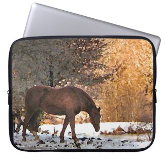 Horse in Winter Laptop Computer Sleeves