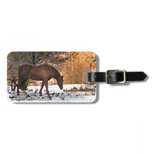 Horse in Winter Travel Bag Tag