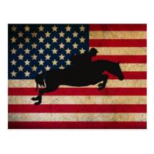Horse Jumper USA Flag Post Card