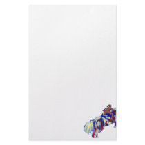 Horse Jumping Abstract Blue White Orange theme Stationery Design