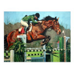 Horse jumping post card
