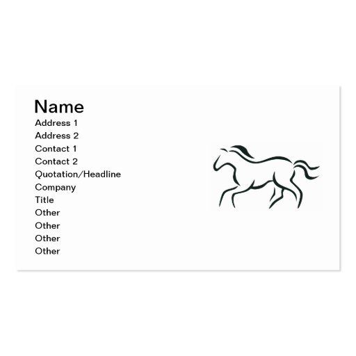 Horse line drawing business card (front side)