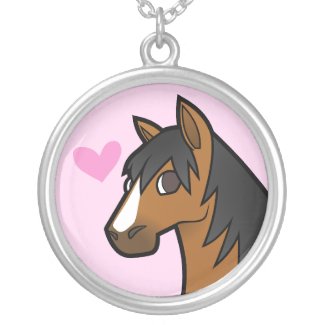Horse Love Heart Necklace Bay Horse Love Heart Necklace