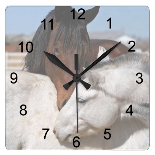 Horse Love Square Wall Clock Horse Love Square Wall Clock