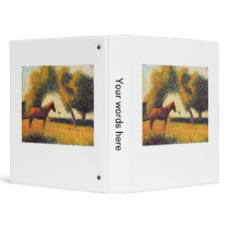 Horse lover art George Seurat pointillist painting 3 Ring Binder