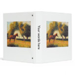 Horse lover art George Seurat pointillist painting binders