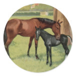 Horse Mare Foal Equestrian Vintage Image Sticker
